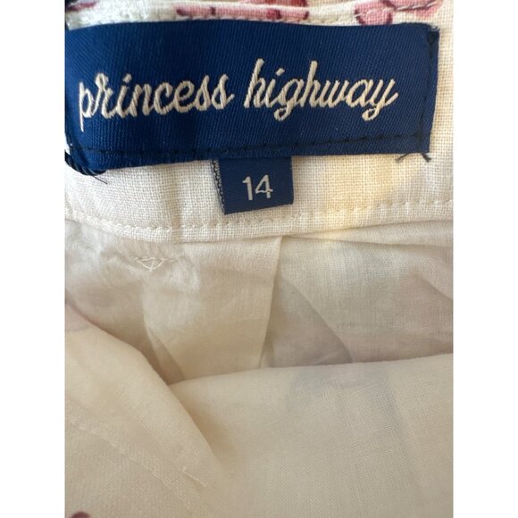 2/$30 Princess Highway Size US 10 Floral Linen Blend Skirt W/ Belt Cream & Pink - Picture 5 of 16